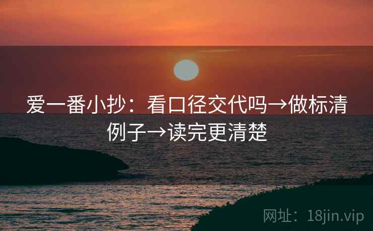 爱一番小抄：看口径交代吗→做标清例子→读完更清楚